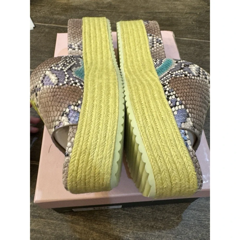 kate spade Zia Espadrille Platform Sandal Snake Print Leather Slide Size‎ 11